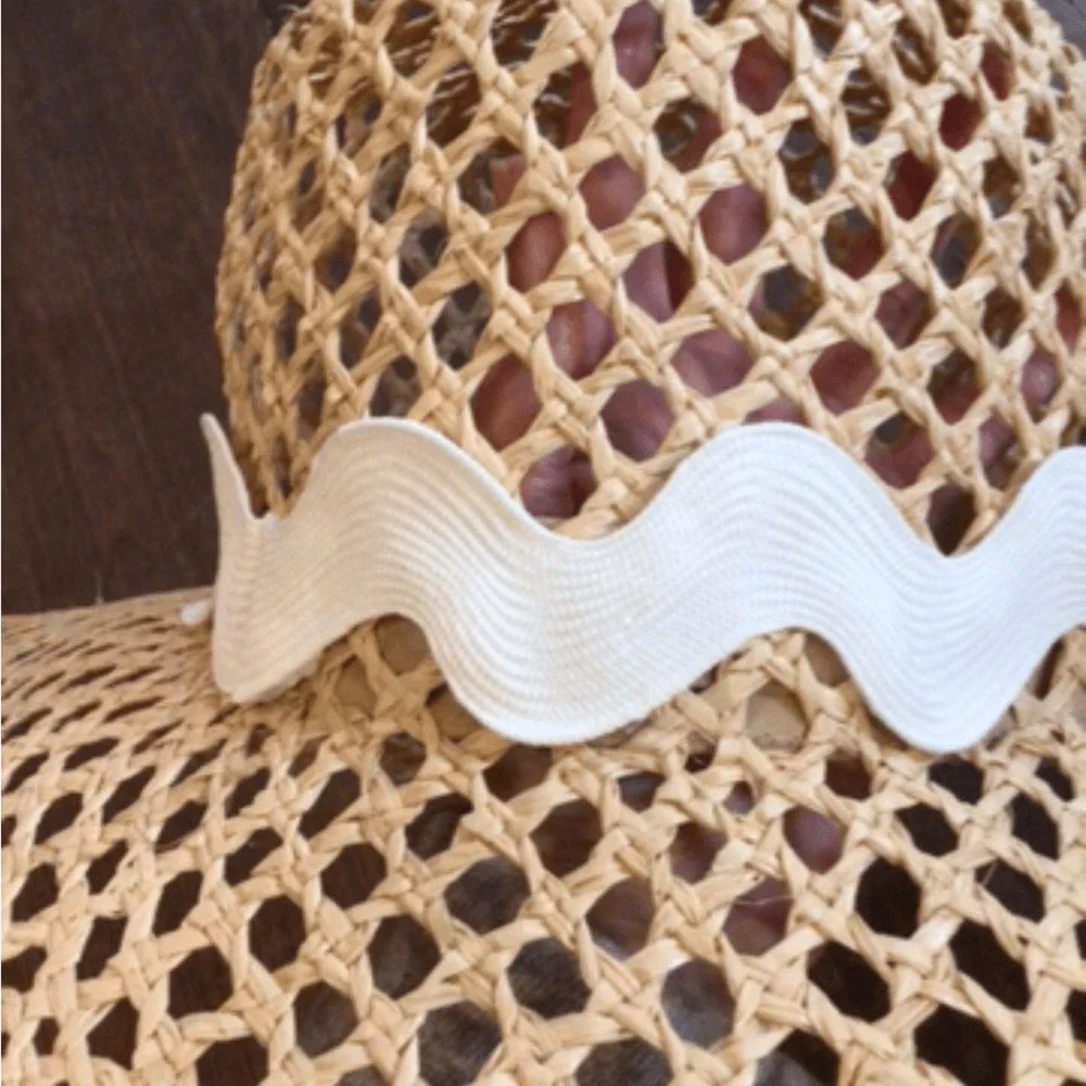 NEW ! RaRe Wyeth by Todd Magill Open-Weave Straw Sun Hat in Natural Tan
